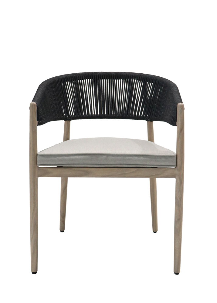 Sillon de  comedor Sunset aluminio ef.madera y cuerda antracita