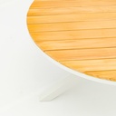 Mesa redonda Sidney alu blanco / teca diam.120cm