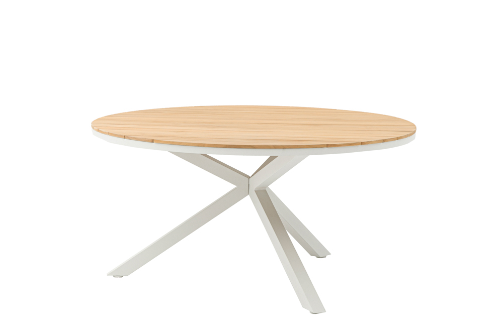 Mesa redonda Sidney alu blanco / teca diam.150cm