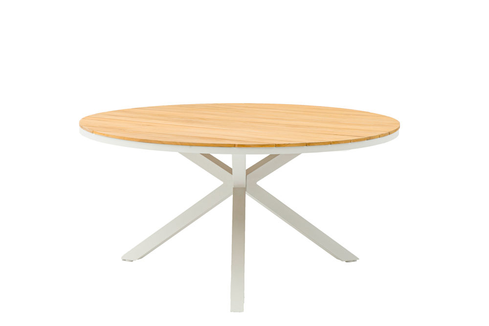 Mesa redonda Sidney alu blanco / teca diam.150cm