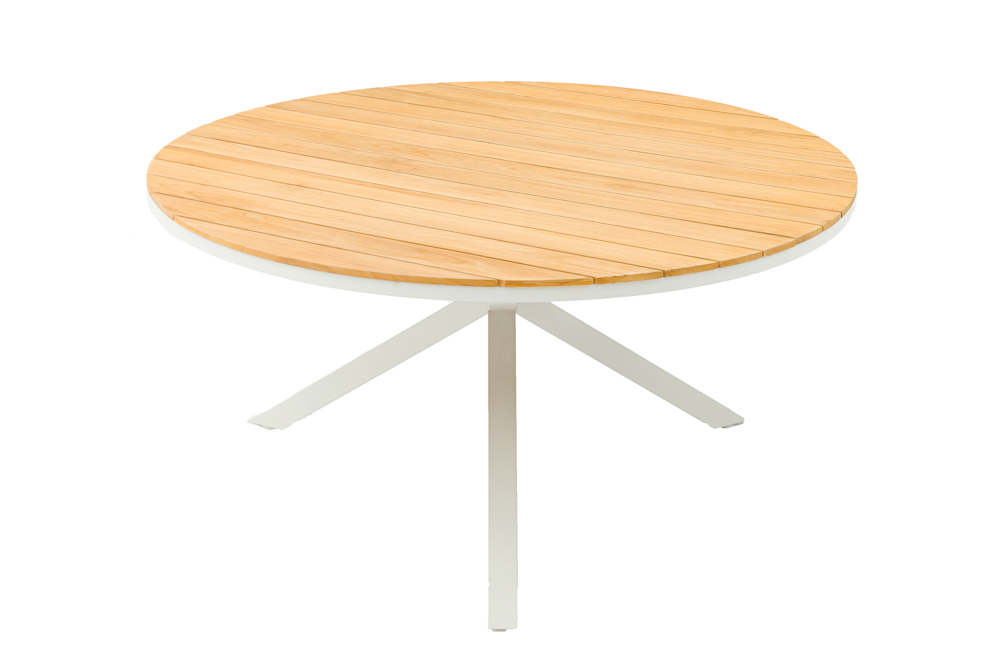 Mesa redonda Sidney alu blanco / teca diam.150cm