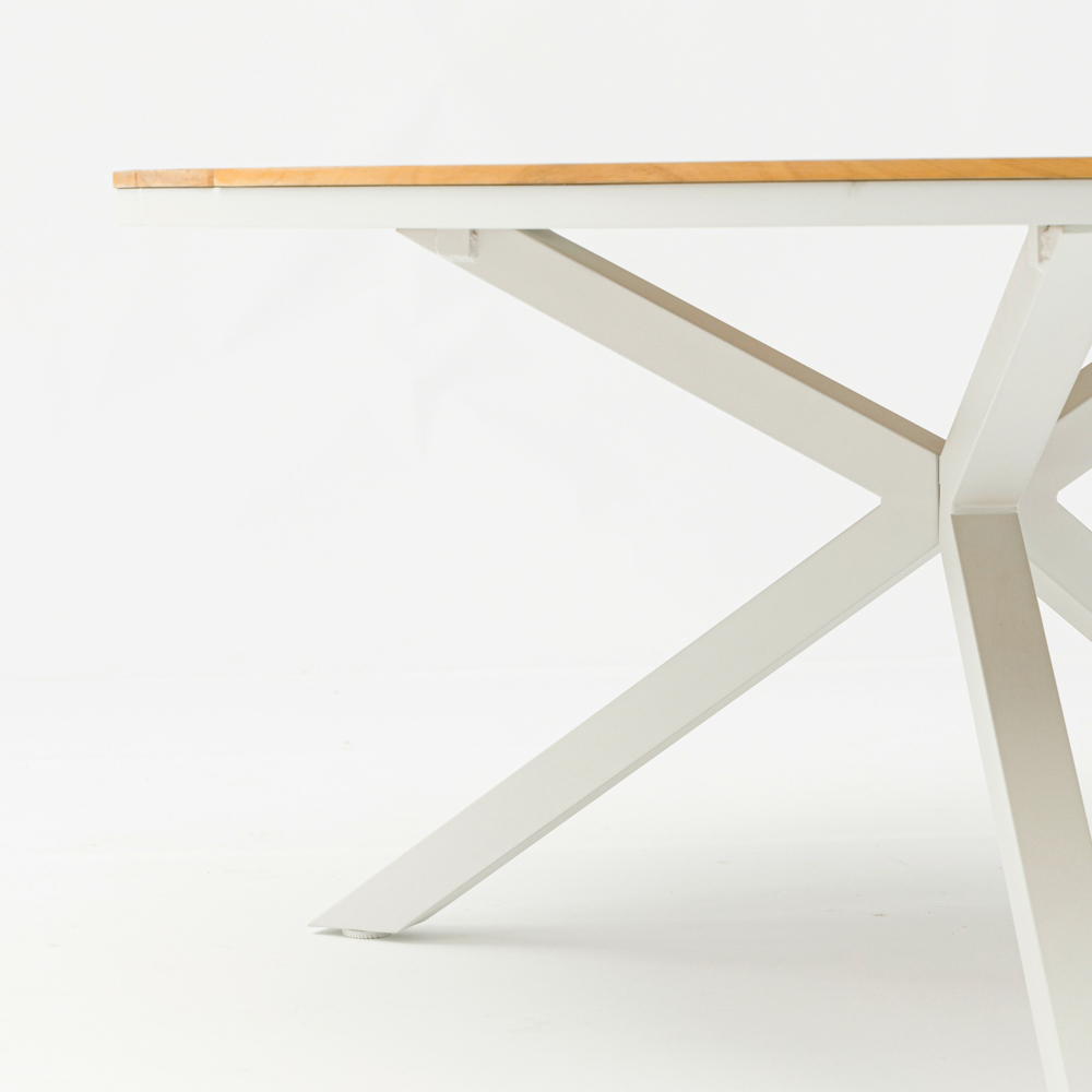 Mesa redonda Sidney alu blanco / teca diam.150cm