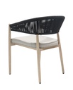 Sillon de  comedor Sunset aluminio ef.madera y cuerda antracita