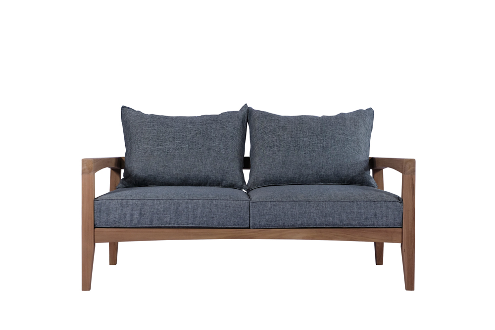Sofa 2 plazas Roxas. Cojineria gris marino