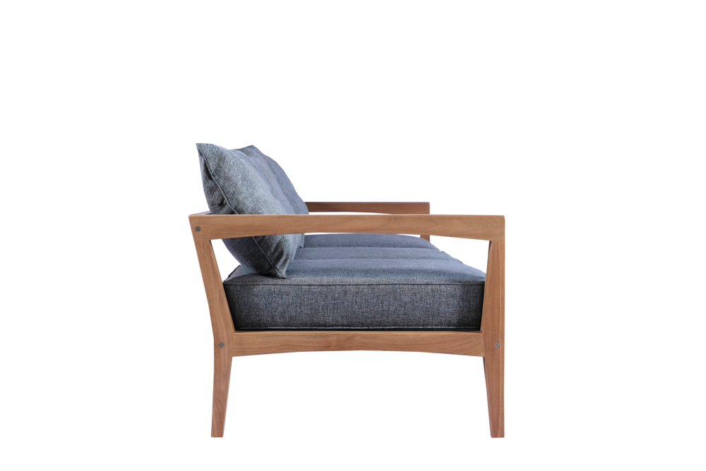 Sofa 3 plazas Roxas. Cojineria gris marino