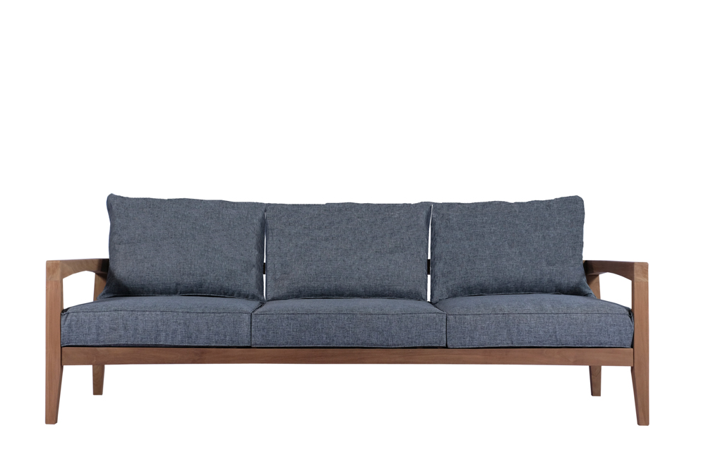 Sofa 3 plazas Roxas. Cojineria gris marino