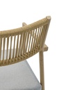 Silla de comedor Harmony aluminio efecto madera y cuerda natural.