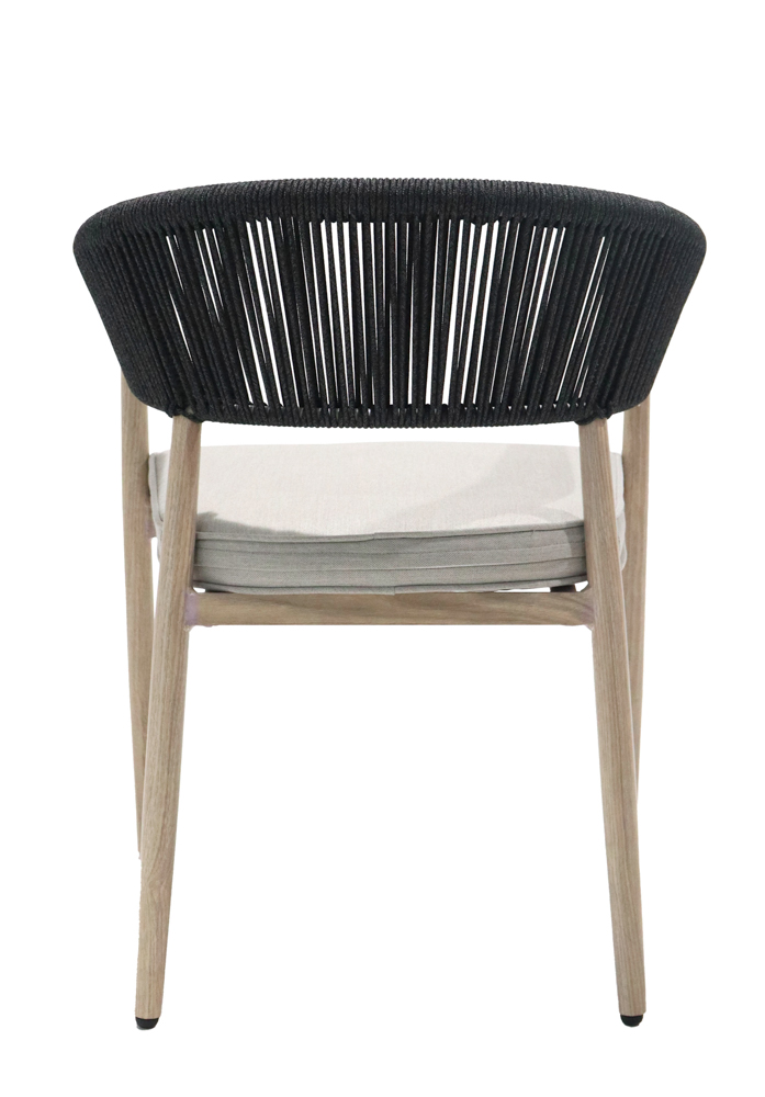 Sillon de  comedor Sunset aluminio ef.madera y cuerda antracita