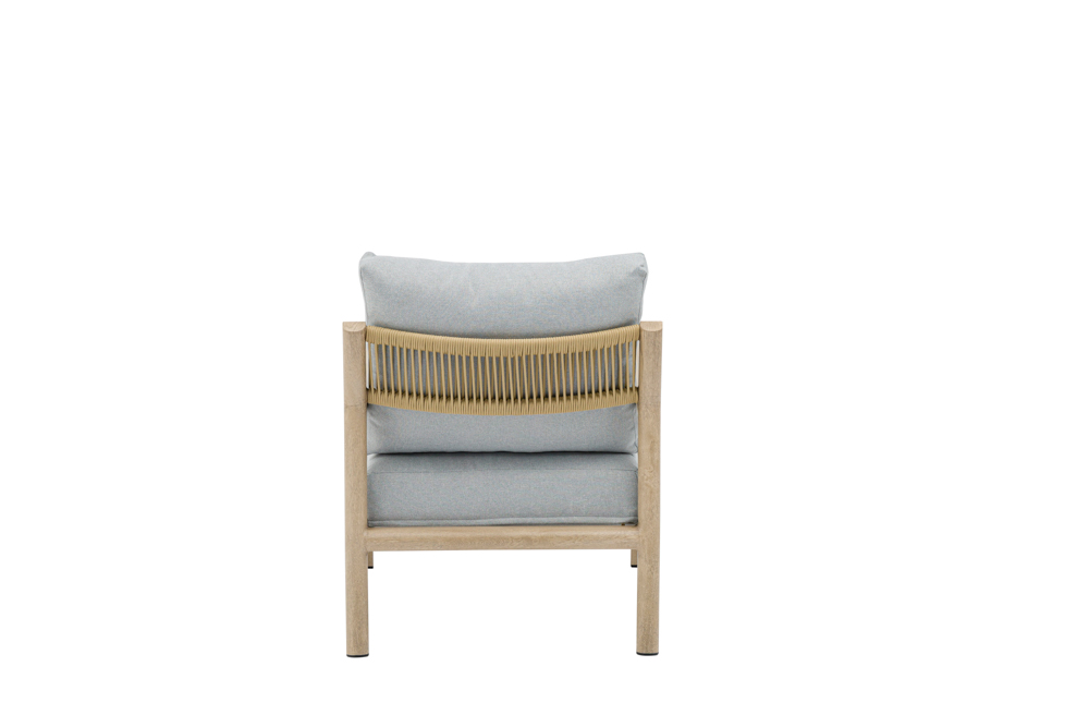 Sofa 1 plaza Harmony. Aluminio efecto madera y cuerda natural