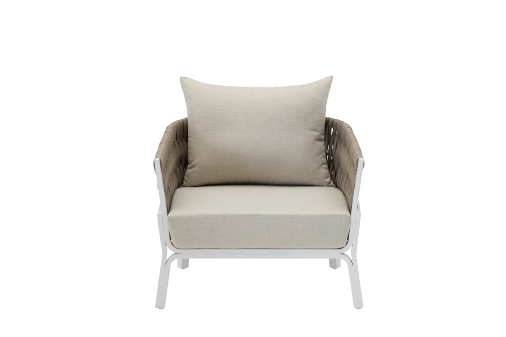 Sofa 1 plaza Anmore alu blanco textil  greige
