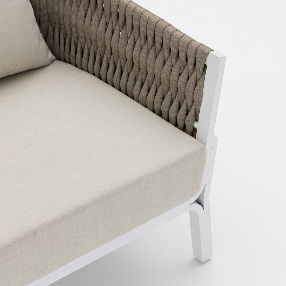 Sofa 1 plaza Anmore alu blanco textil  greige