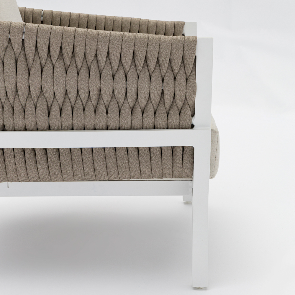 Sofa 1 plaza Anmore alu blanco textil  greige