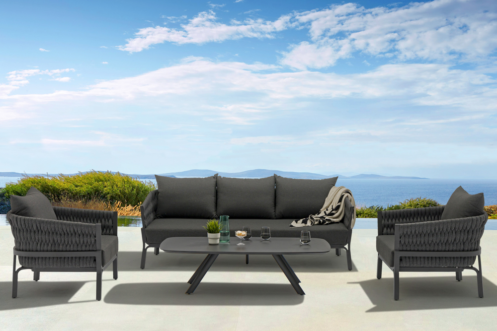 Sofa 3 plazas Anmore alu antracita textil antracita.