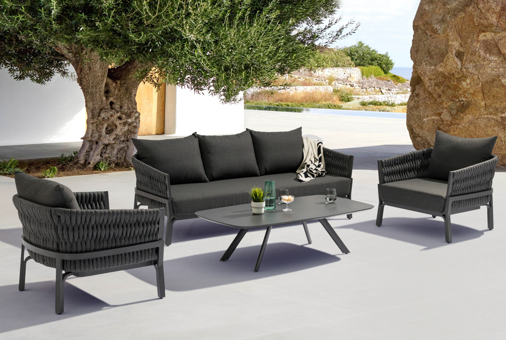 Sofa 3 plazas Anmore alu antracita textil antracita.