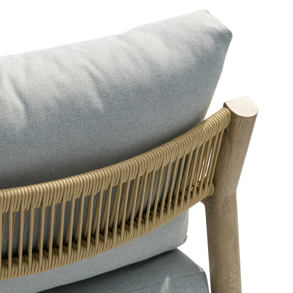 Sofa 1 plaza Harmony. Aluminio efecto madera y cuerda natural