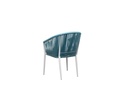 Sillon Ukiah Aluminio blanco. Cuerda aqua y cojin gris claro