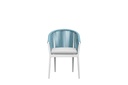 Sillon Ukiah Aluminio blanco. Cuerda aqua y cojin gris claro