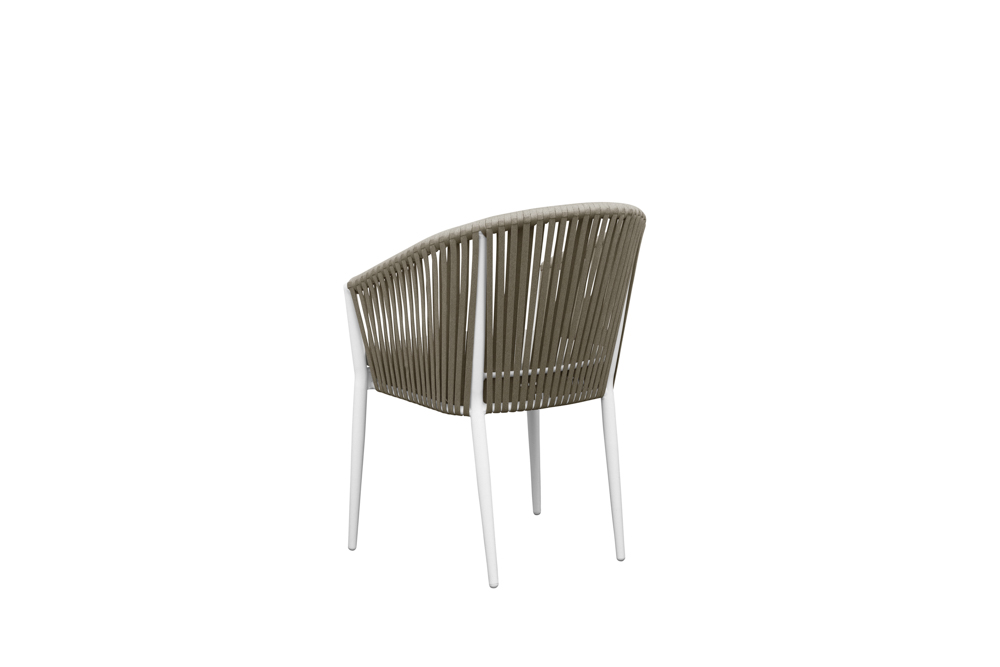 Sillon Ukiah Aluminio blanco. Cuerda greige cojin greige
