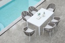 Sillon Ukiah Aluminio blanco. Cuerda greige cojin greige
