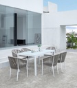 Sillon Ukiah Aluminio blanco. Cuerda greige cojin greige