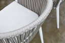 Sillon Ukiah Aluminio blanco. Cuerda greige cojin greige