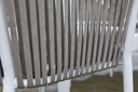 Sillon Ukiah Aluminio blanco. Cuerda greige cojin greige