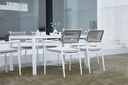Sillon samoa aluminio blanco. Cuerda greige cojin greige