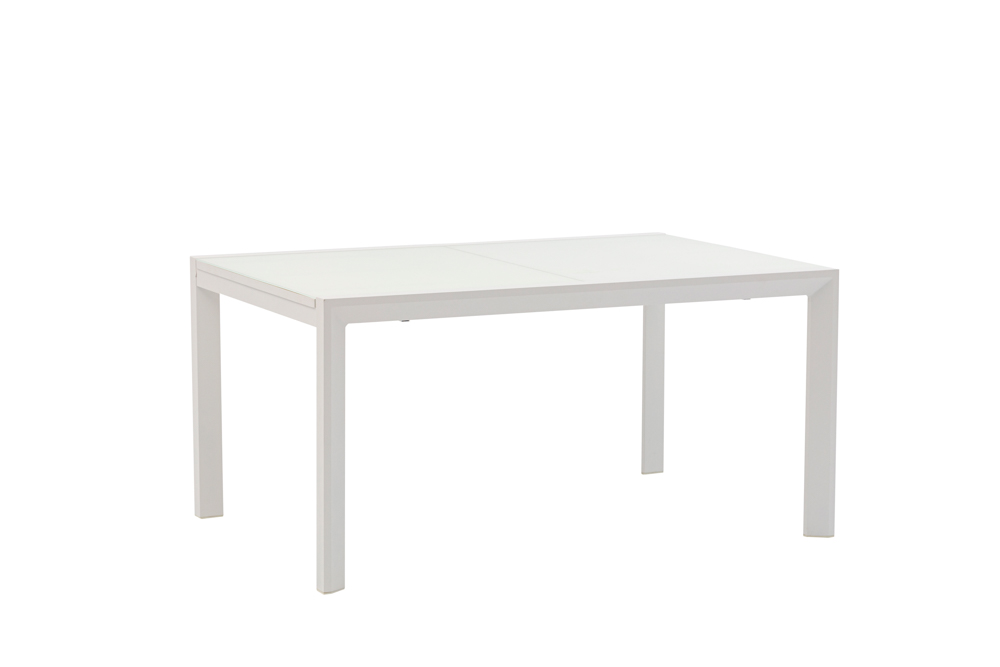 Mesa extensible ORICK 100*150/225 alum.blanco cristal blanco