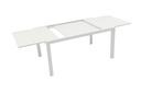 Mesa extensible ORICK 100*150/225 alum.blanco cristal blanco