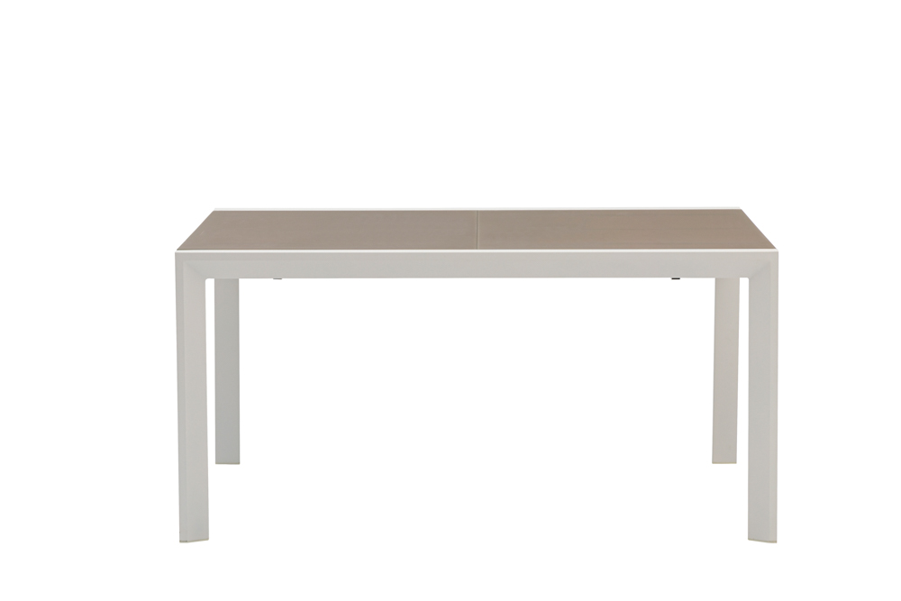Mesa extensible ORICK 100*150/225 alum.blanco cristal Taupe