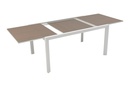 Mesa extensible ORICK 100*150/225 alum.blanco cristal Taupe