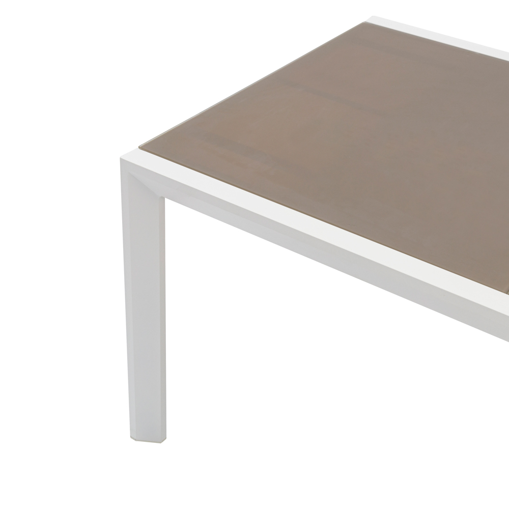 Mesa extensible ORICK 100*150/225 alum.blanco cristal Taupe