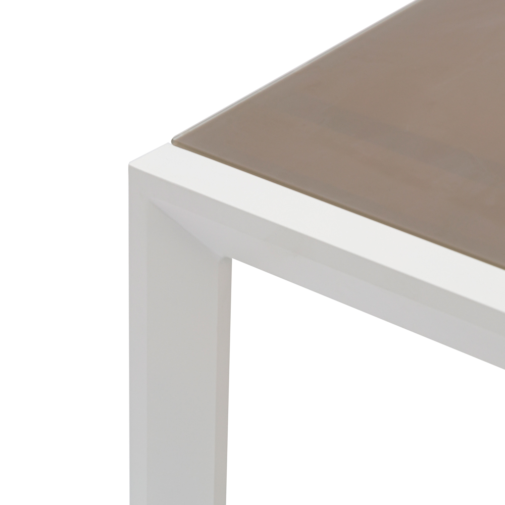 Mesa extensible ORICK 100*150/225 alum.blanco cristal Taupe