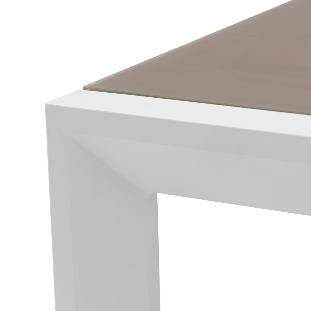 Mesa extensible ORICK 100*150/225 alum.blanco cristal Taupe