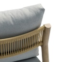 Sofa 3 plazas Harmony. Aluminio efecto madera y cuerda natural