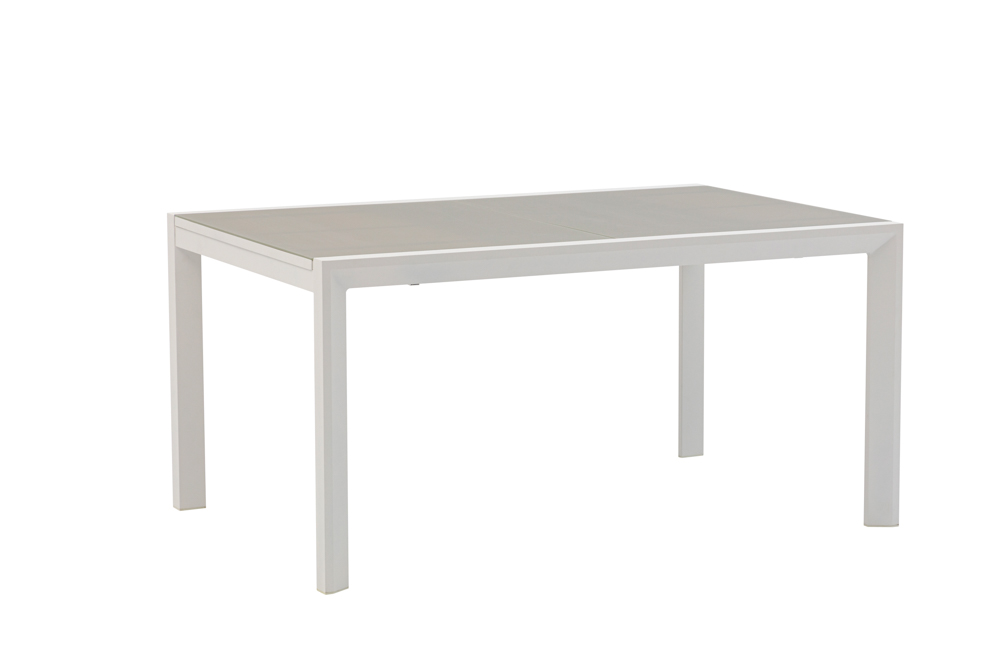 Mesa extensible ORICK 100*150/225 alum.blanco cristal gris claro