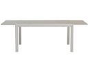 Mesa extensible ORICK 100*150/225 alum.blanco cristal gris claro