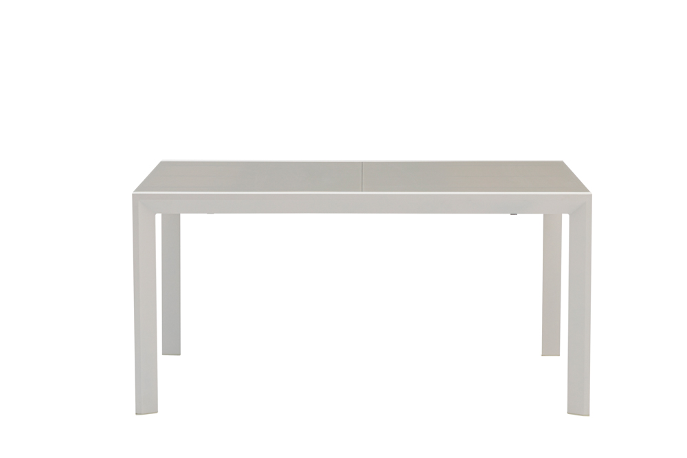 Mesa extensible ORICK 100*150/225 alum.blanco cristal gris claro