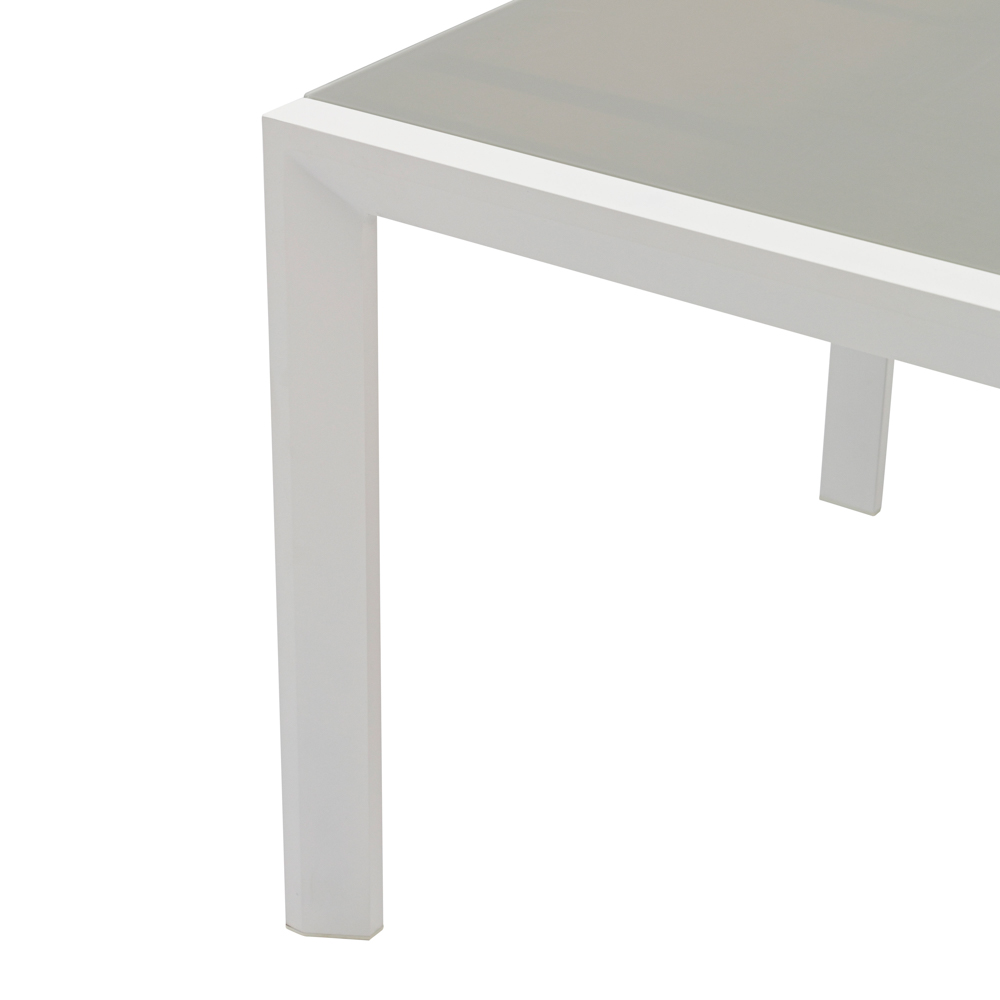 Mesa extensible ORICK 100*150/225 alum.blanco cristal gris claro