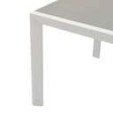Mesa extensible ORICK 100*150/225 alum.blanco cristal gris claro