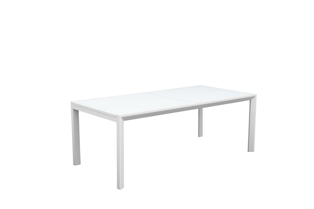 Mesa extensible ORICK 100*200/300 alum.blanco cristal blanco