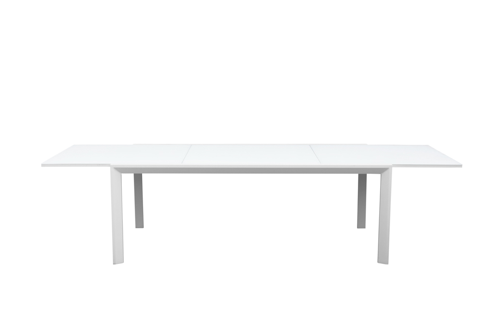 Mesa extensible ORICK 100*200/300 alum.blanco cristal blanco