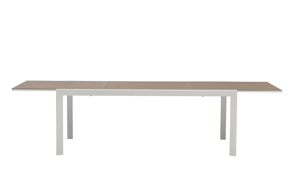 Mesa extensible ORICK 100*200/300 alum.blanco cristal Taupe