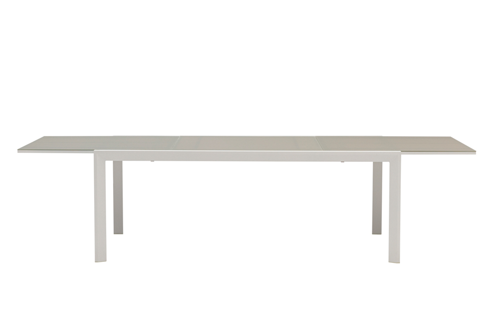 Mesa extensible ORICK 100*200/300 alum.blanco cristal gris claro