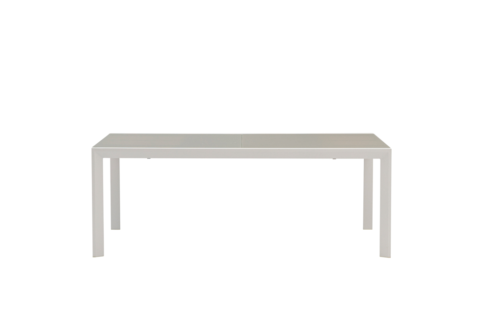 Mesa extensible ORICK 100*200/300 alum.blanco cristal gris claro