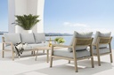 Sofa 3 plazas Harmony. Aluminio efecto madera y cuerda natural