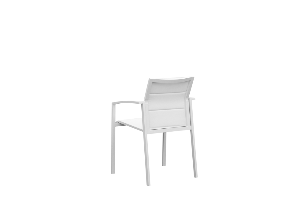 Sillon de  comedor ORICK aluminio blanco y textil blanco