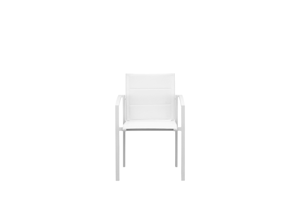 Sillon de  comedor ORICK aluminio blanco y textil blanco
