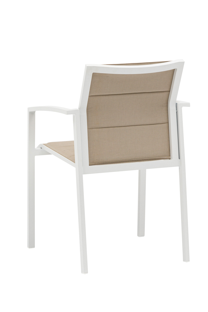 Sillon de  comedor ORICK aluminio blanco y textil taupe