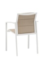 Sillon de  comedor ORICK aluminio blanco y textil taupe